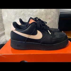 Black and Light Pink Nike Air Force Ones
